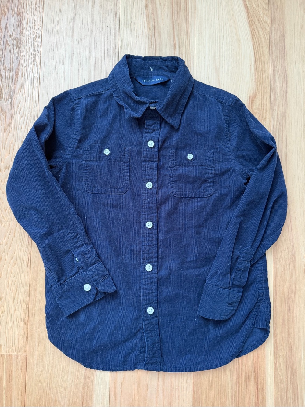 Janie and Jack boys Navy Button-Up Corduroy Shirt